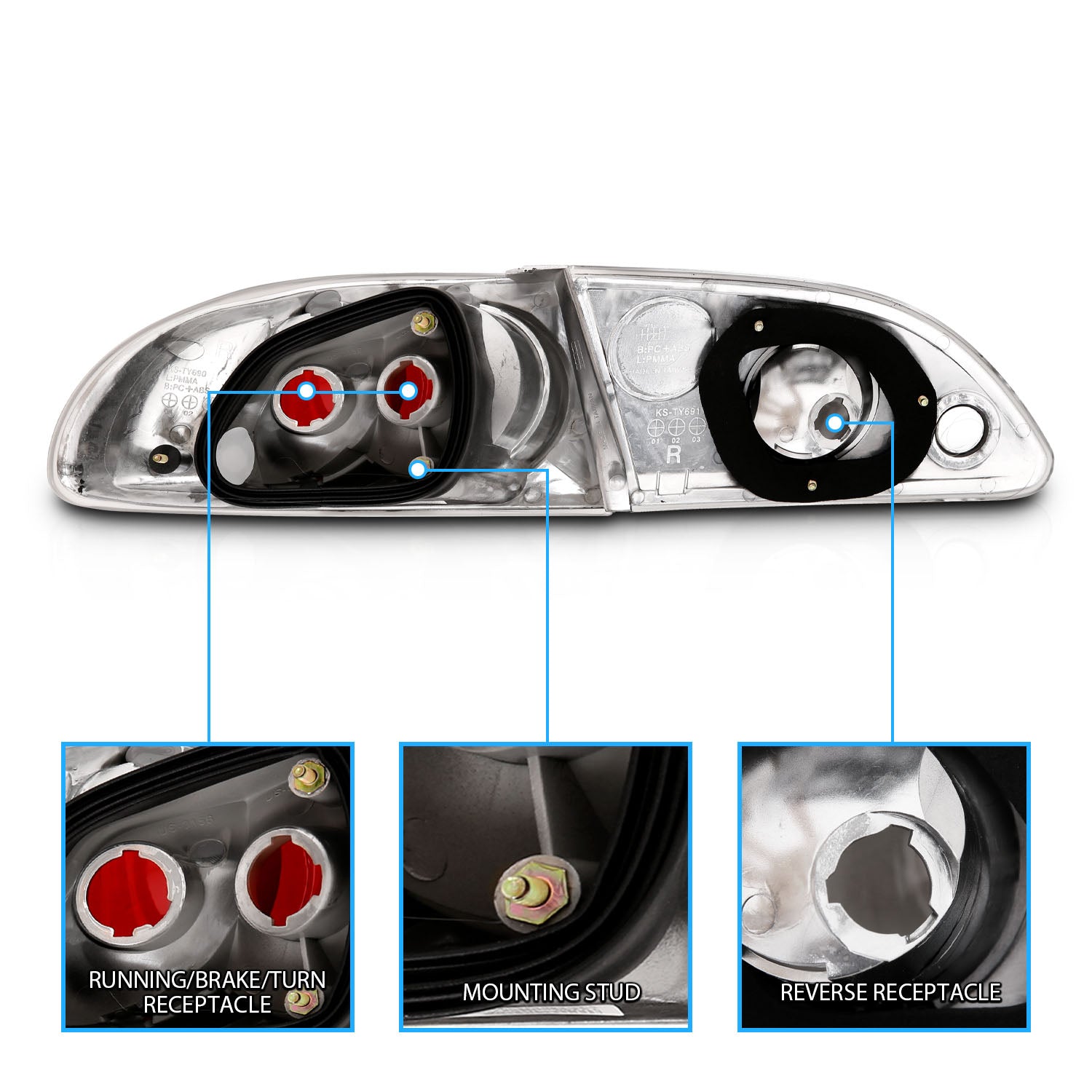 TOYOTA COROLLA 98-02 TAIL LIGHTS BLACK