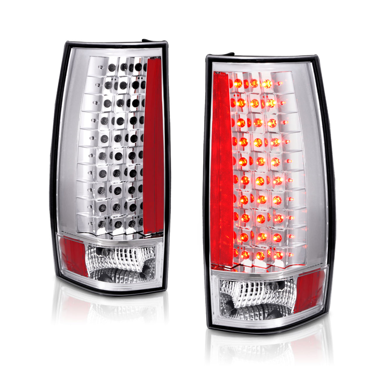CHEVY TAHOE/SUBURBAN 07-UP LED G4 TAIL LIGHTS ALL CROME (ESCALADE LOOK)