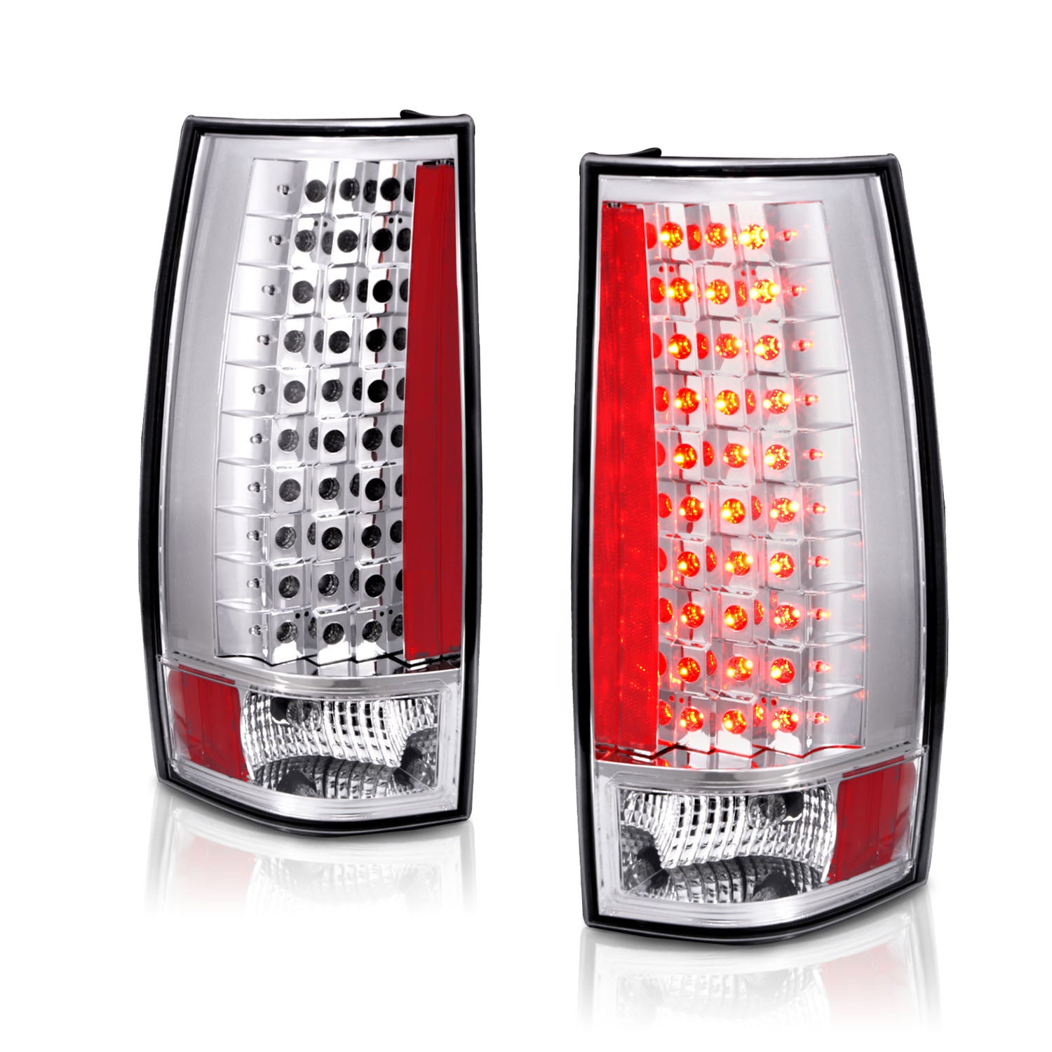 CHEVY TAHOE/SUBURBAN 07-UP LED G4 TAIL LIGHTS ALL CROME (ESCALADE LOOK)