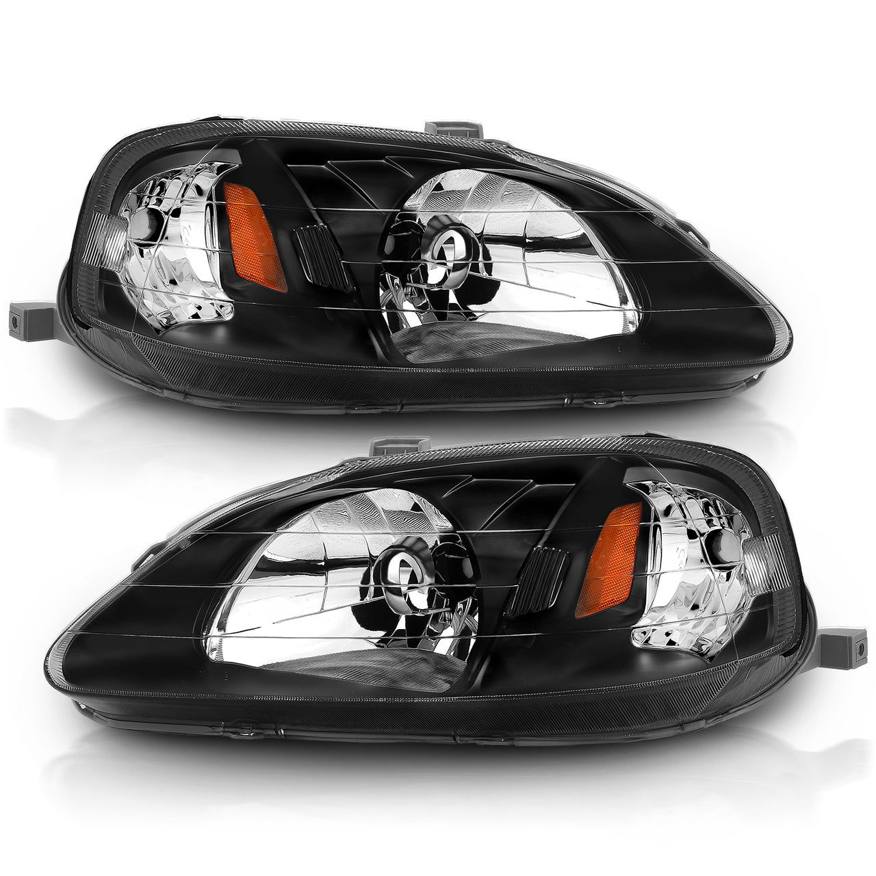 HONDA CIVIC 99-00 CRYSTAL HEADLIGHTS BLACK AMBER