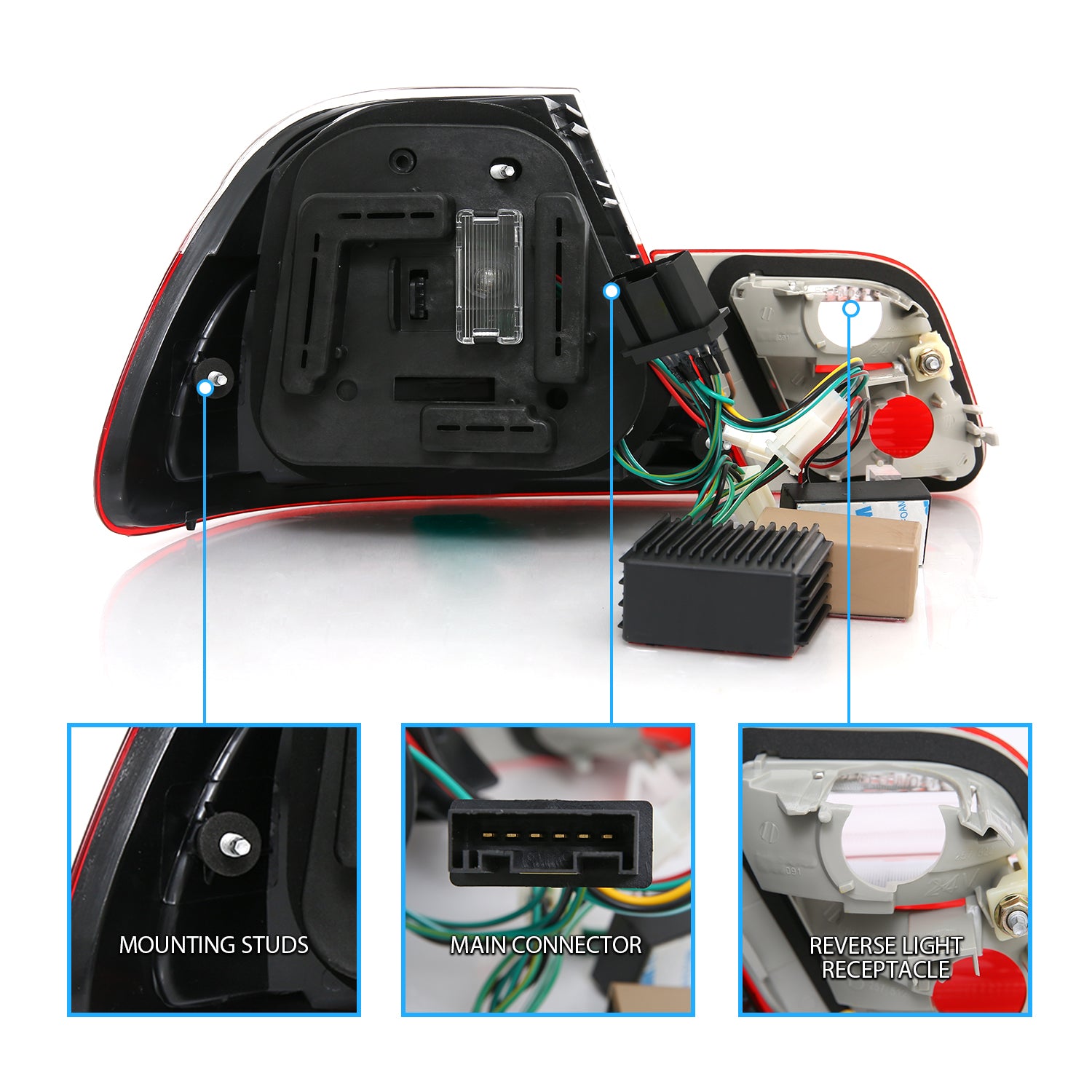 BMW 3 SERIES E46 99-00 2DR LED TAIL LIGHTS SET RED/CLEAR 4 PCS