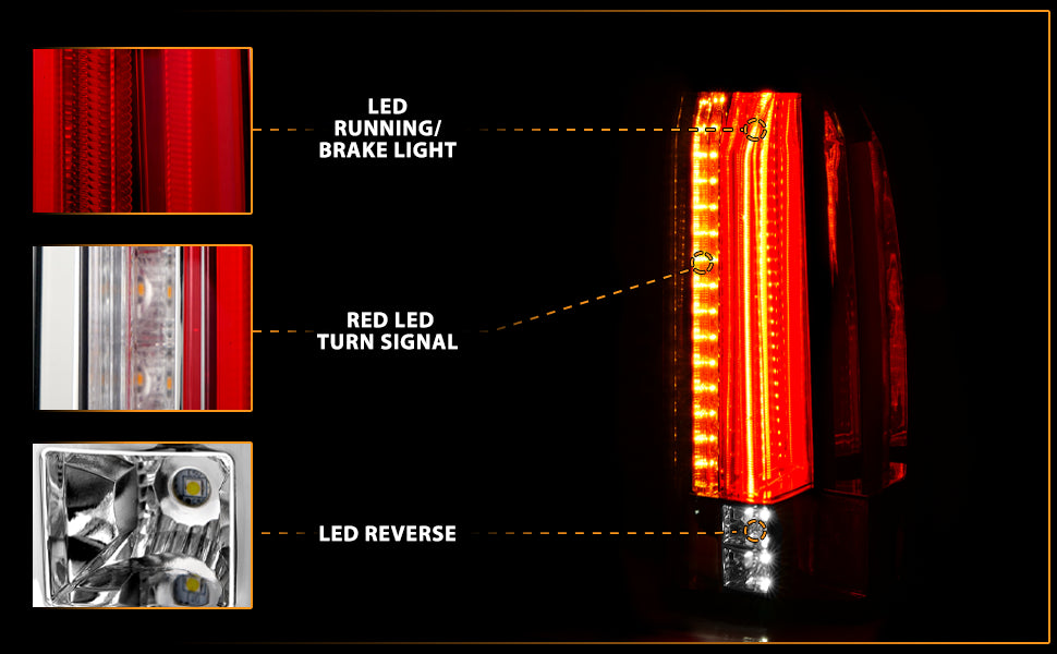 GMC YUKON/YUKON XL 15-17 LED TAIL LIGHTS ALL CHROME
