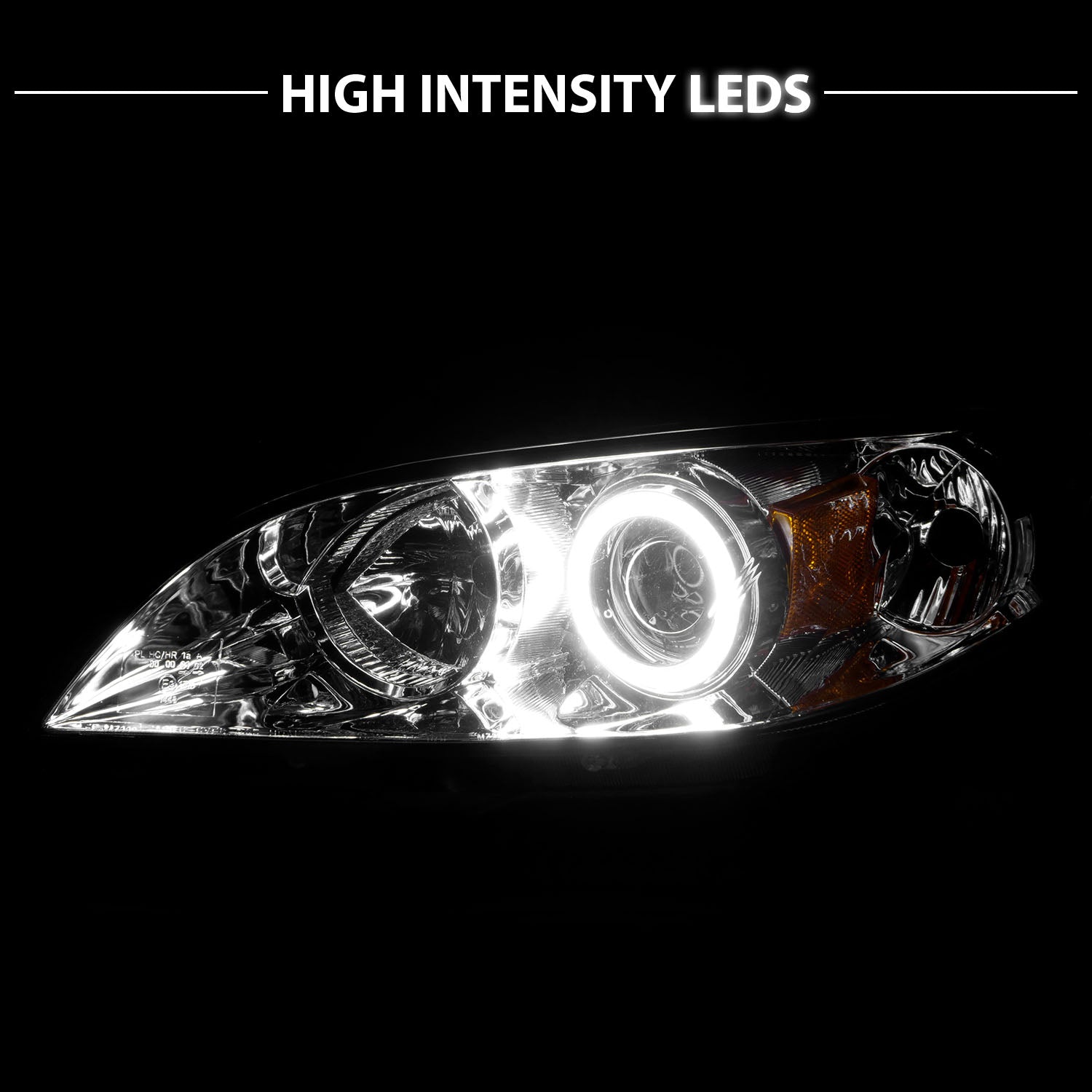 MAZDA 3 04-07 4DR PROJECTOR HEADLIGHTS HALO CHROME CLEAR AMBER (RX HALO)