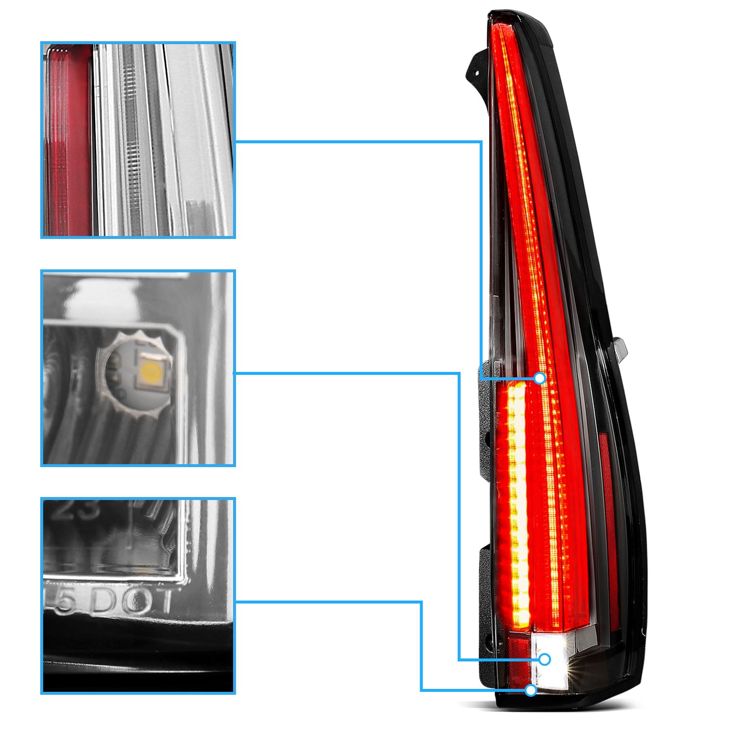 CHEVY TAHOE/SUBURBAN/ YUKON 07-14 LED TAIL LIGHTS (LONG VERSION)