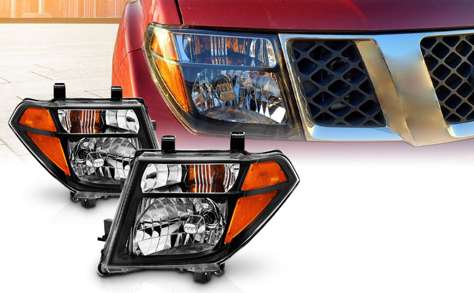 NISSAN PATHFINDER 05-07/FRONTIER 05-08 HEADLIGHTS BLACK AMBER