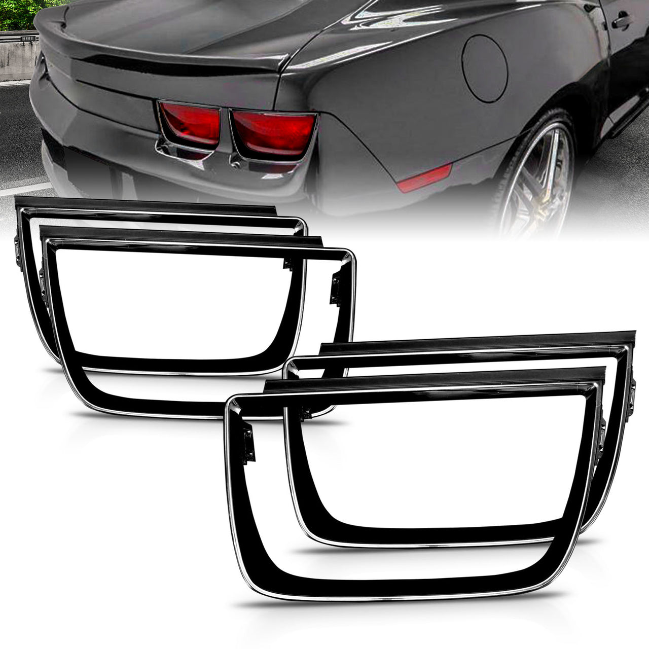 CHEVY CAMARO 10-UP TAIL LIGHTS BEZEL GLOSSY BLACK 4 PCS
