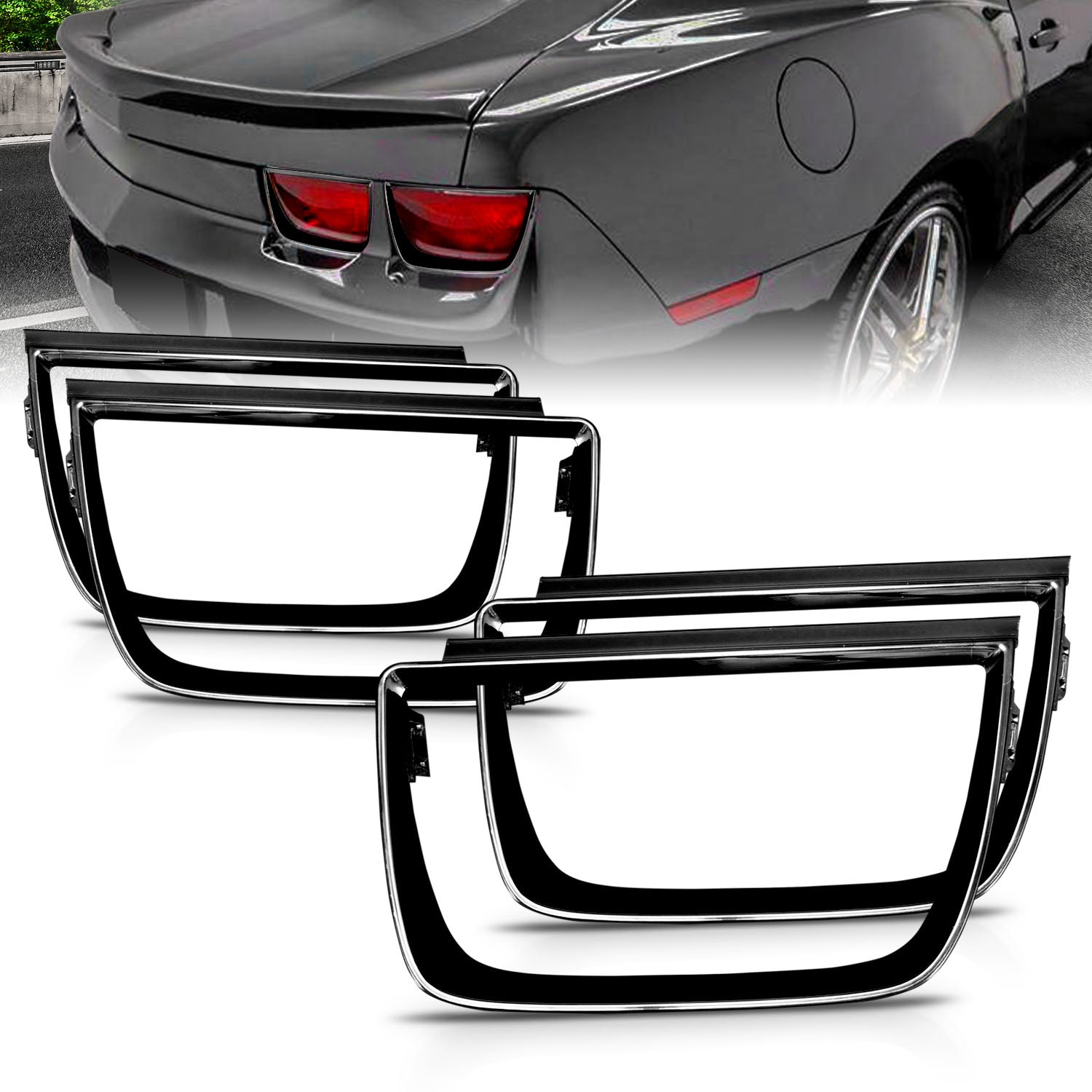 CHEVY CAMARO 10-UP TAIL LIGHTS BEZEL GLOSSY BLACK 4 PCS