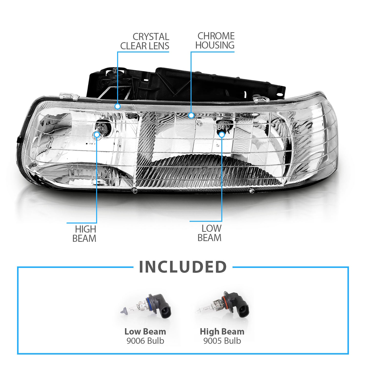 CHEVY SILVERADO 99-02 CRYSTAL HEADLIGHTS