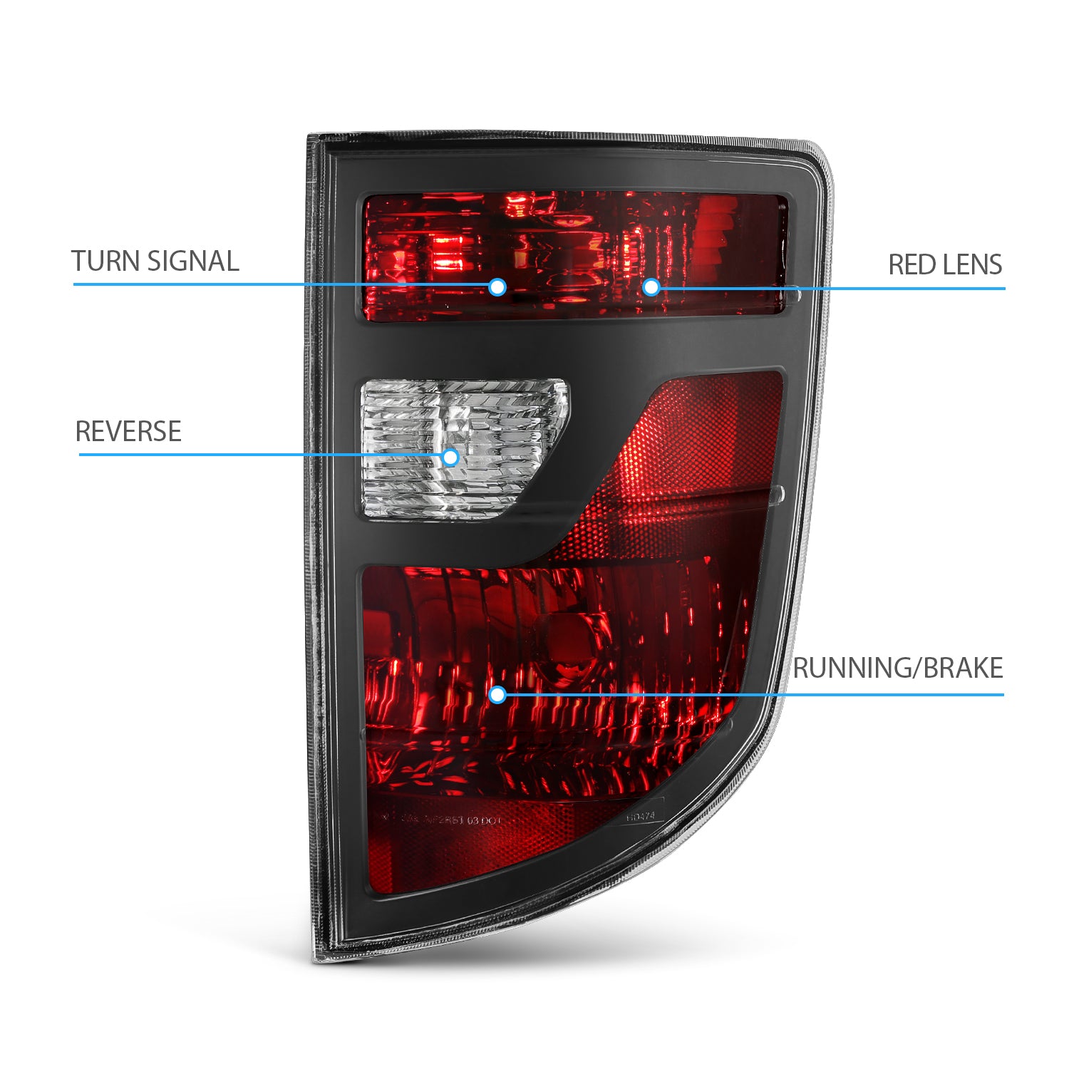 HONDA RIDGELINE 06-08 BLACK HOUSING DARK RED LENS (W/O BULB)