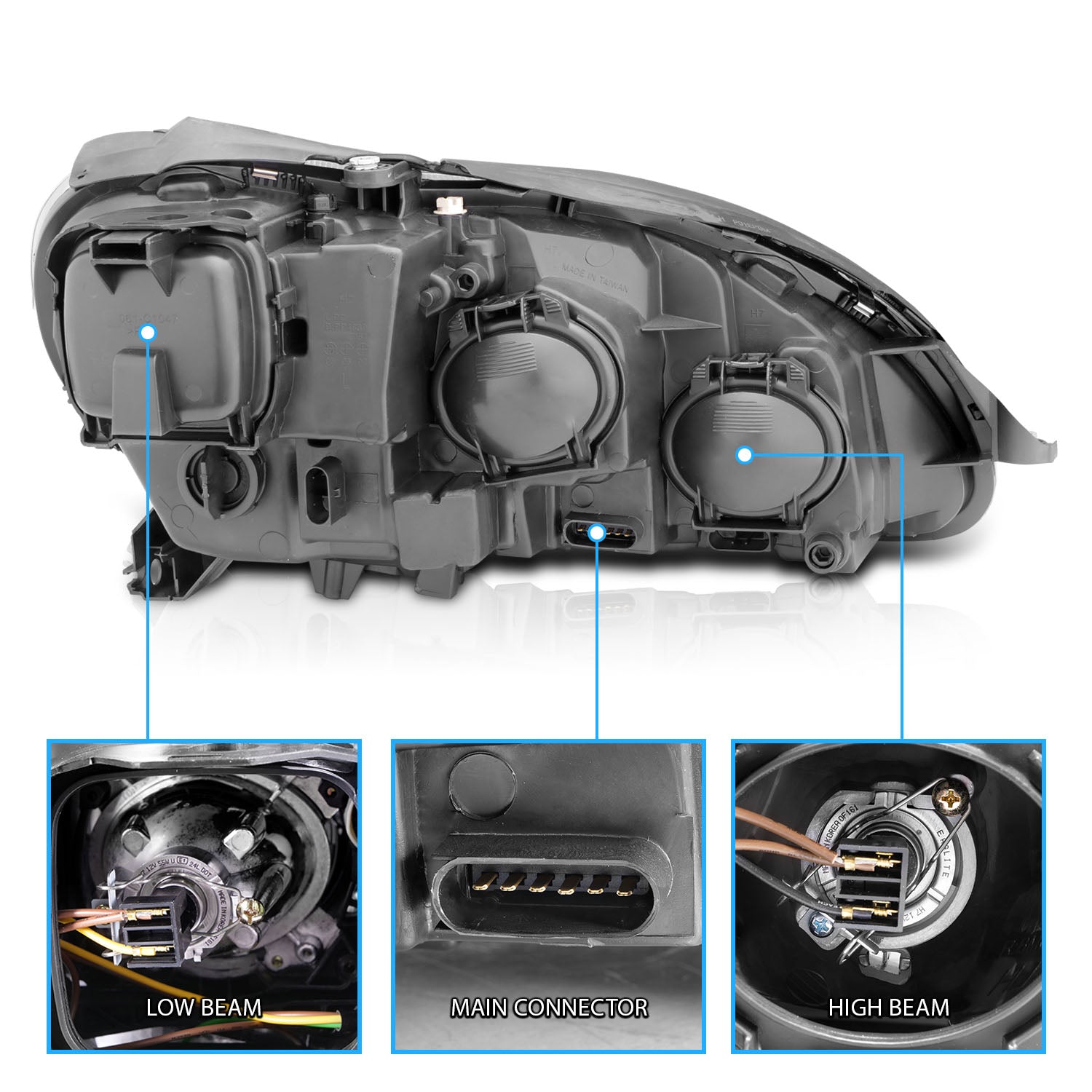 MBZ S CLASS W220 00-05 PROJECTOR HEADLIGHTS CHROME CLEAR