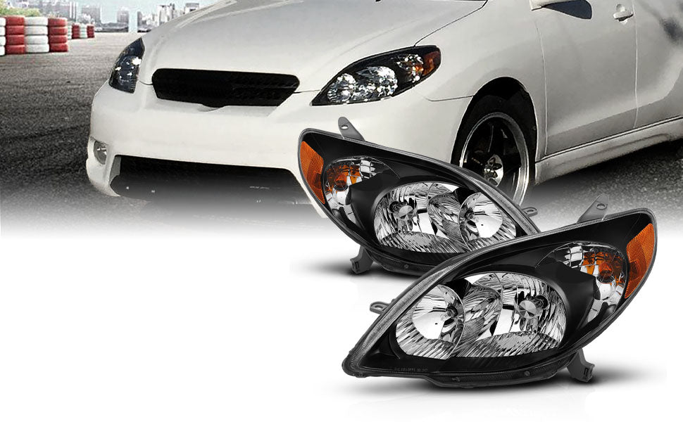 TOYOTA MATRIX 03-08 CRYSTAL HEADLIGHTS BLACK AMBER