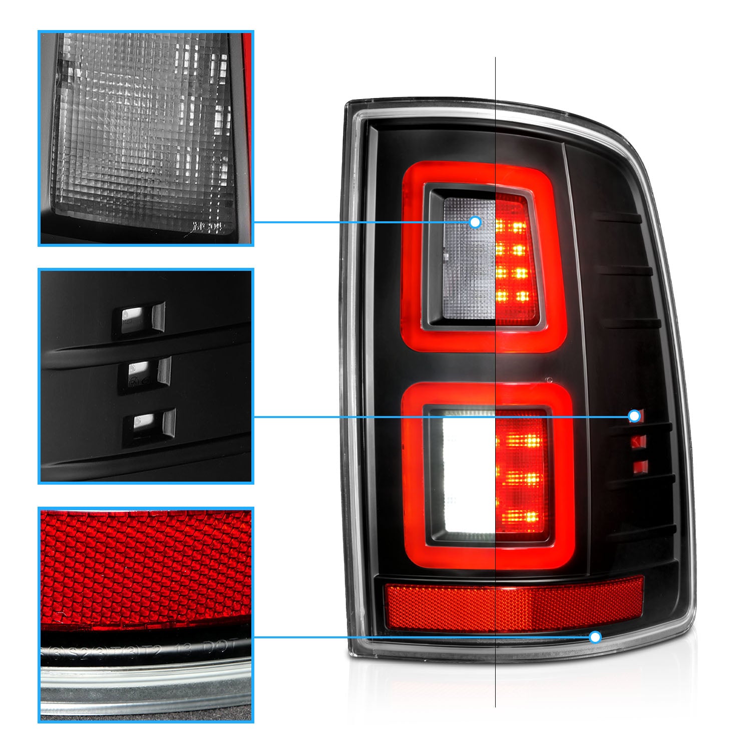 DODGE RAM 09-17 LED TAIL LIGHTS  BLACK  (FOR BULB VERSION ONLY)