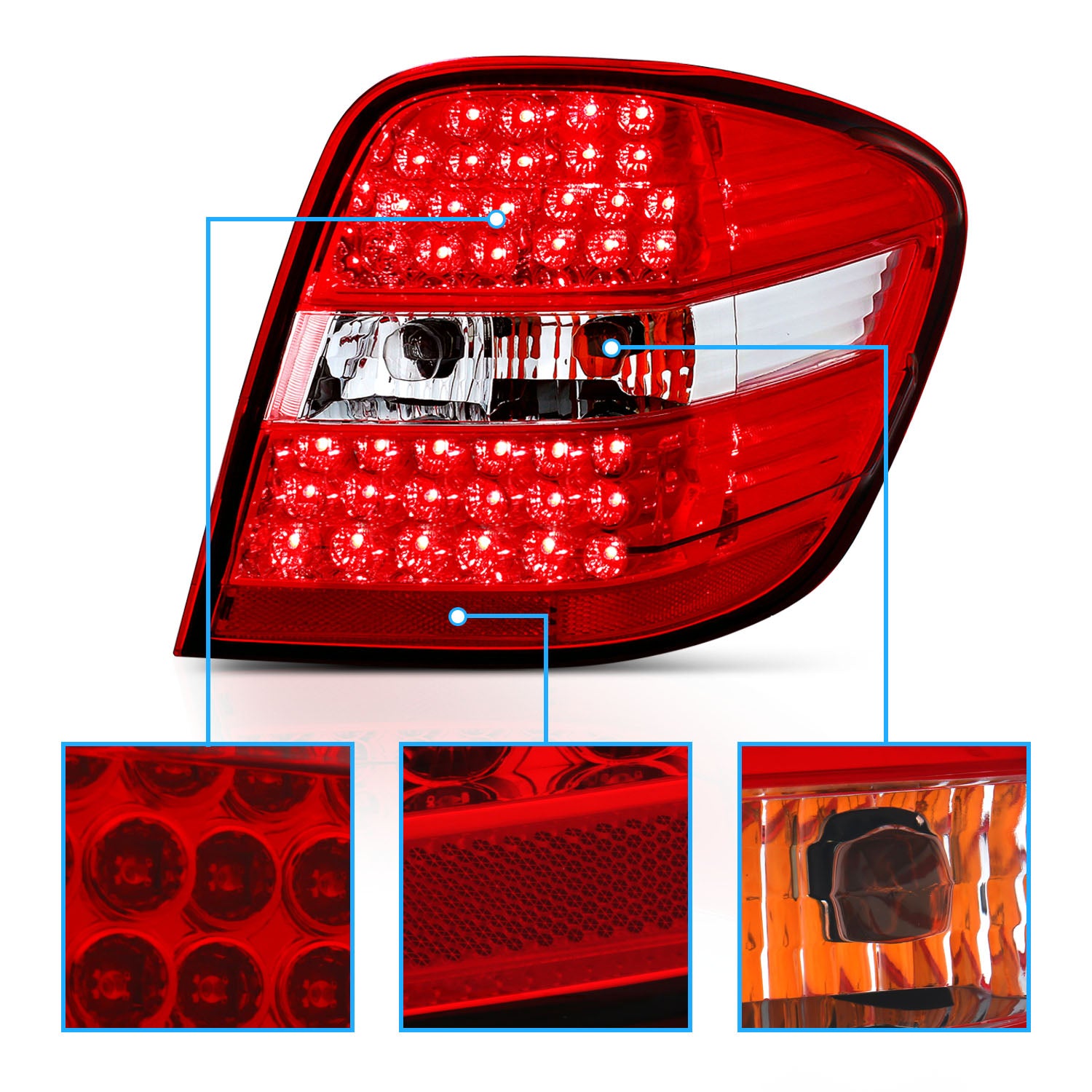 MBZ M CLASS W164 06-11 LED TAIL LIGHTS RED/CLEAR