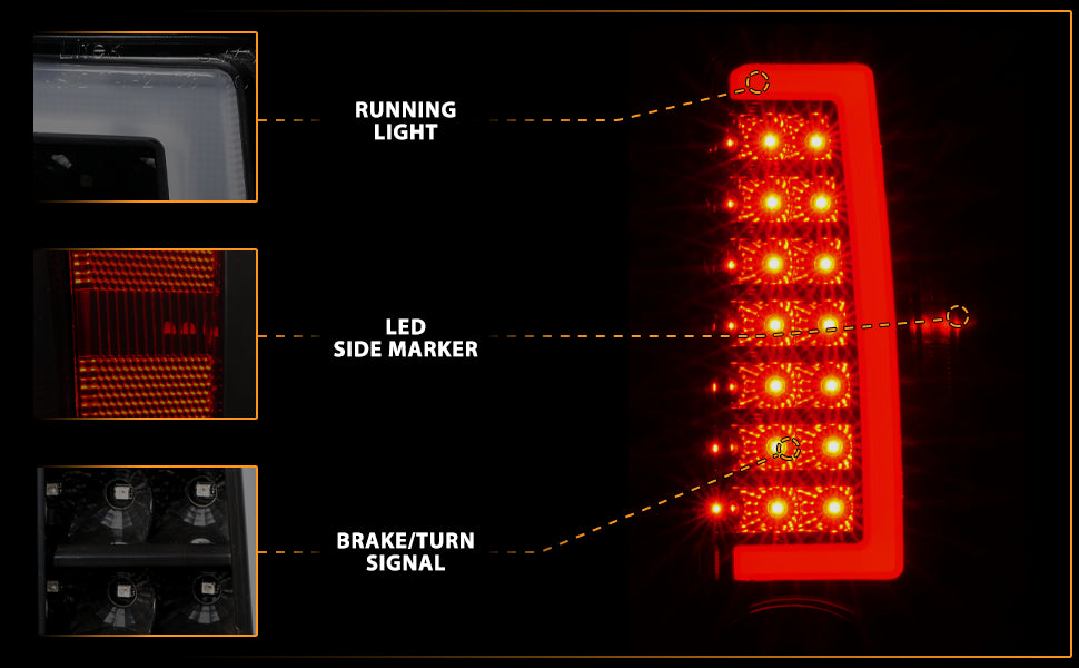 CHEVY COLORADO/GMC CANYON 04-12  LED TAIL LIGHTS BLACK HOUSING SMOKE LENS (W/ C LIGHT BAR)