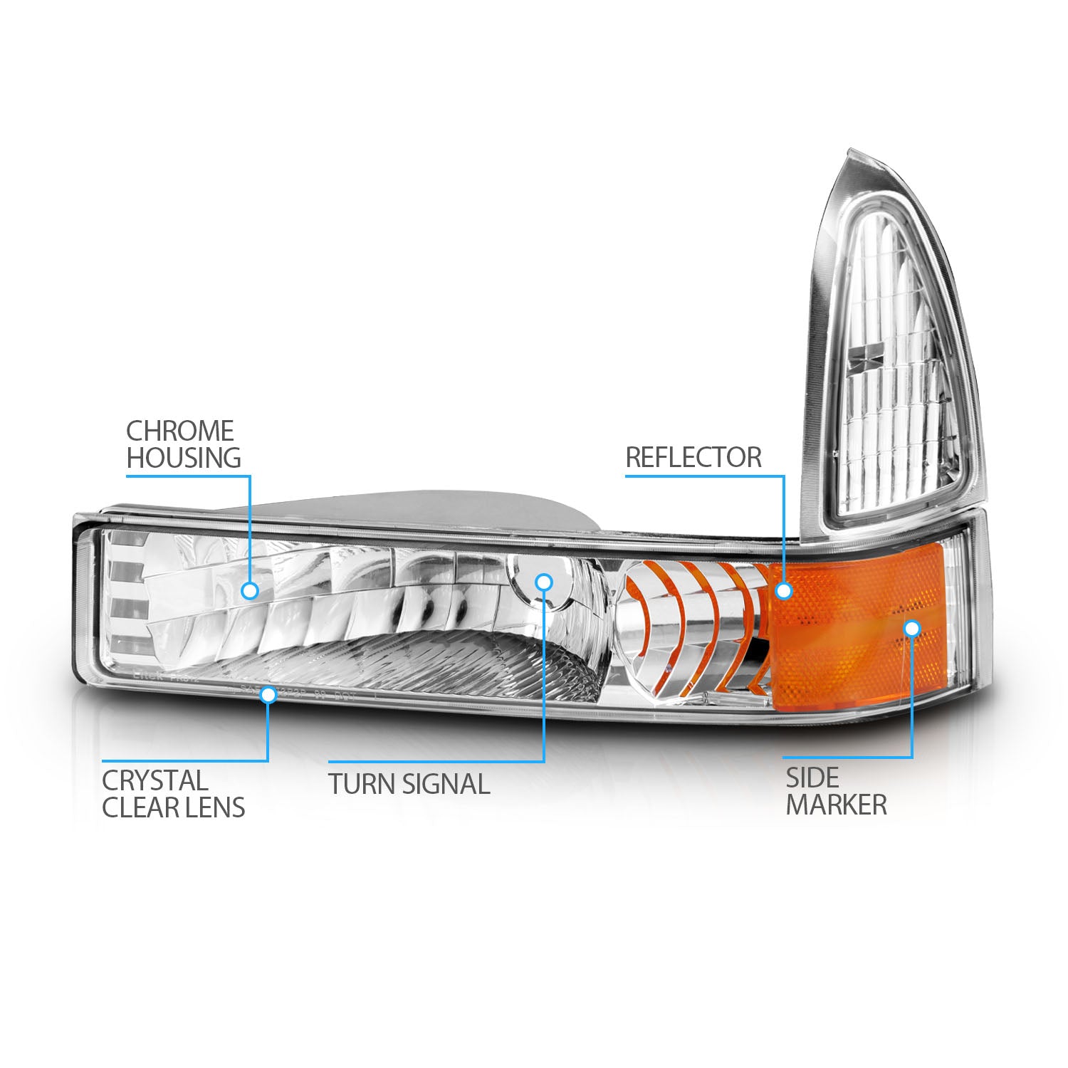 FORD EXCURSION 00-05/SUPER DUTY 99-04 FRONT BUMPER LIGHTS EURO AMBER