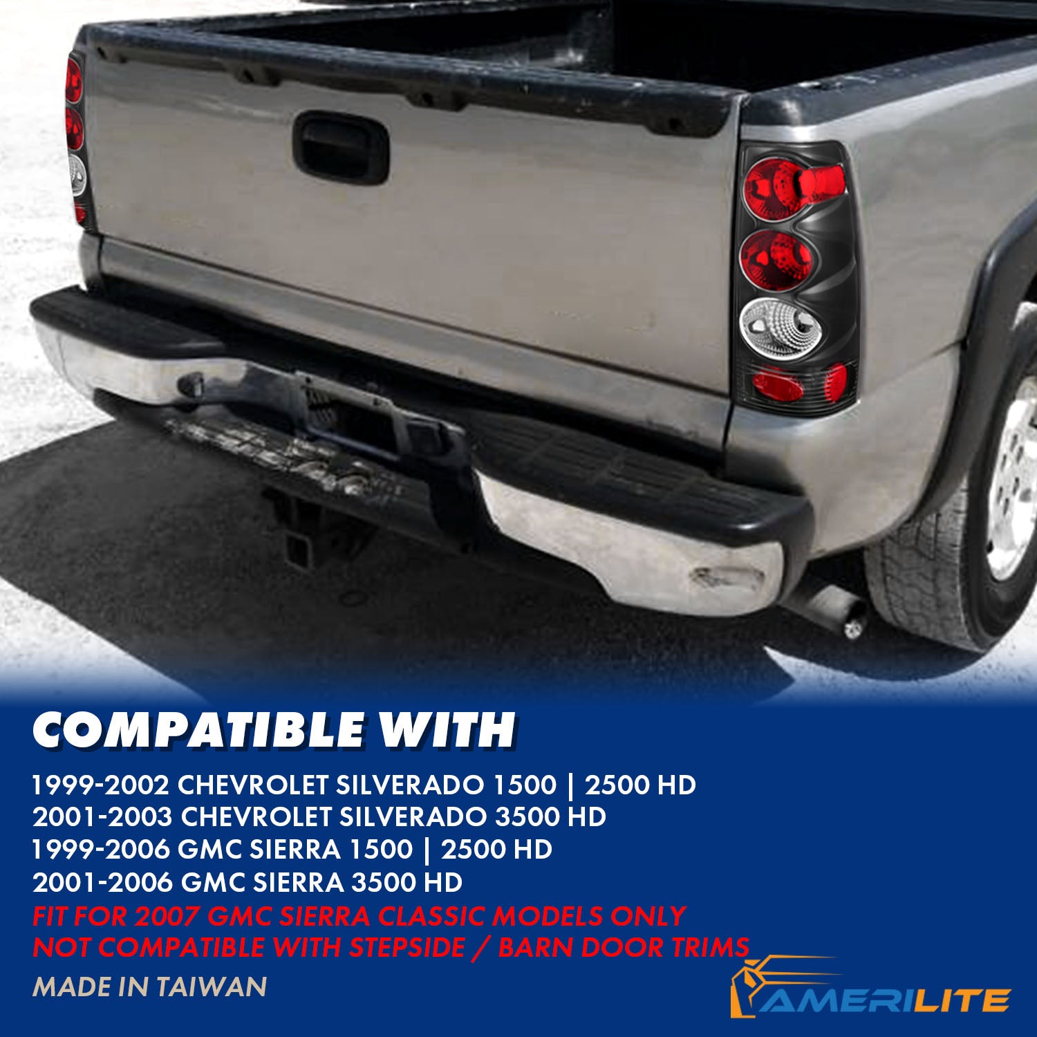 CHEVY SILVERADO 99-02 TAIL LIGHTS BLACK