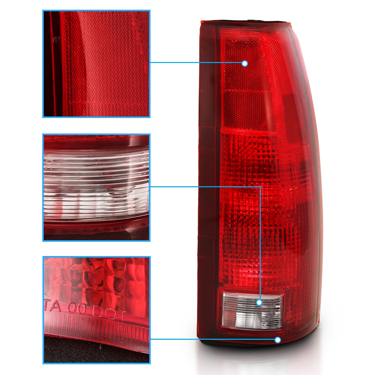 CHEVY BLAZER/TAHOE GMC YUKON/SIERRA 92-00 CHEVY SUBURBAN 92-99/ CHEVY C10 K10 88-02 TAILIGHTS CHROME W/ CONNECTOR CIRCUIT BOARD BULBS (OE REPLACEMENT)