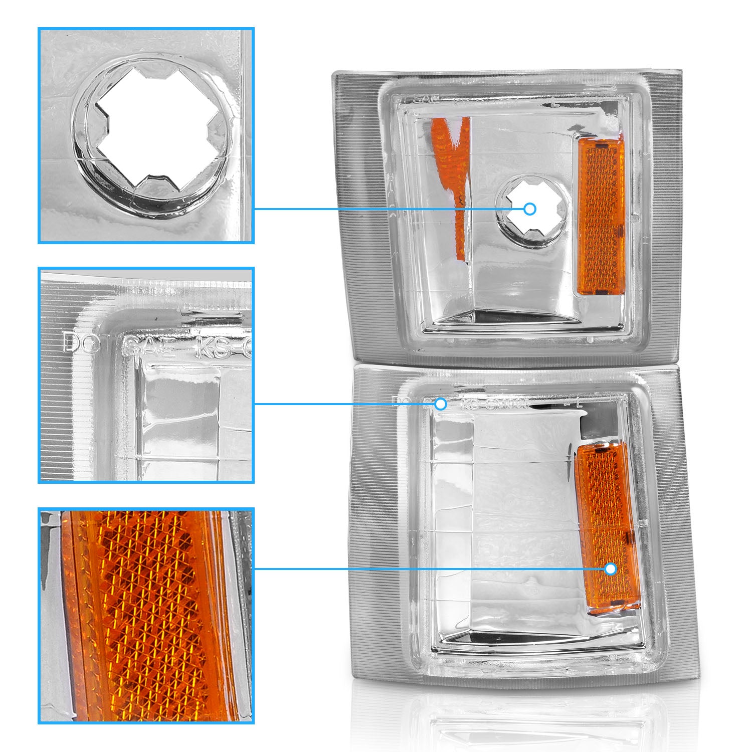 CHEVY FULL SIZE 94-98 CORNER LIGHTS CLEAR 4 PCS AMBER