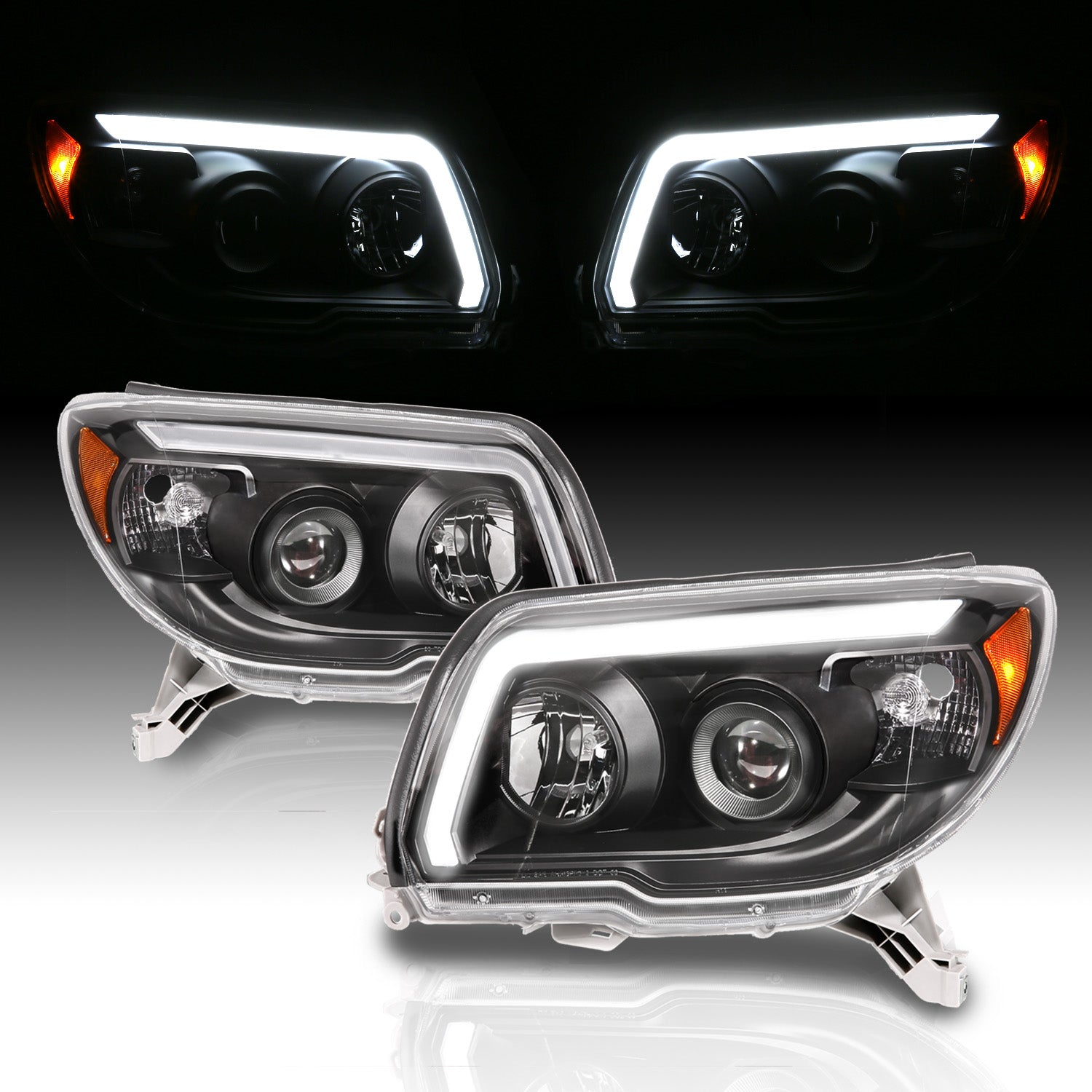 TOYOTA 4 RUNNER 06-09 PROJECTOR HEADLIGHTS PLANK STYLE BLACK
