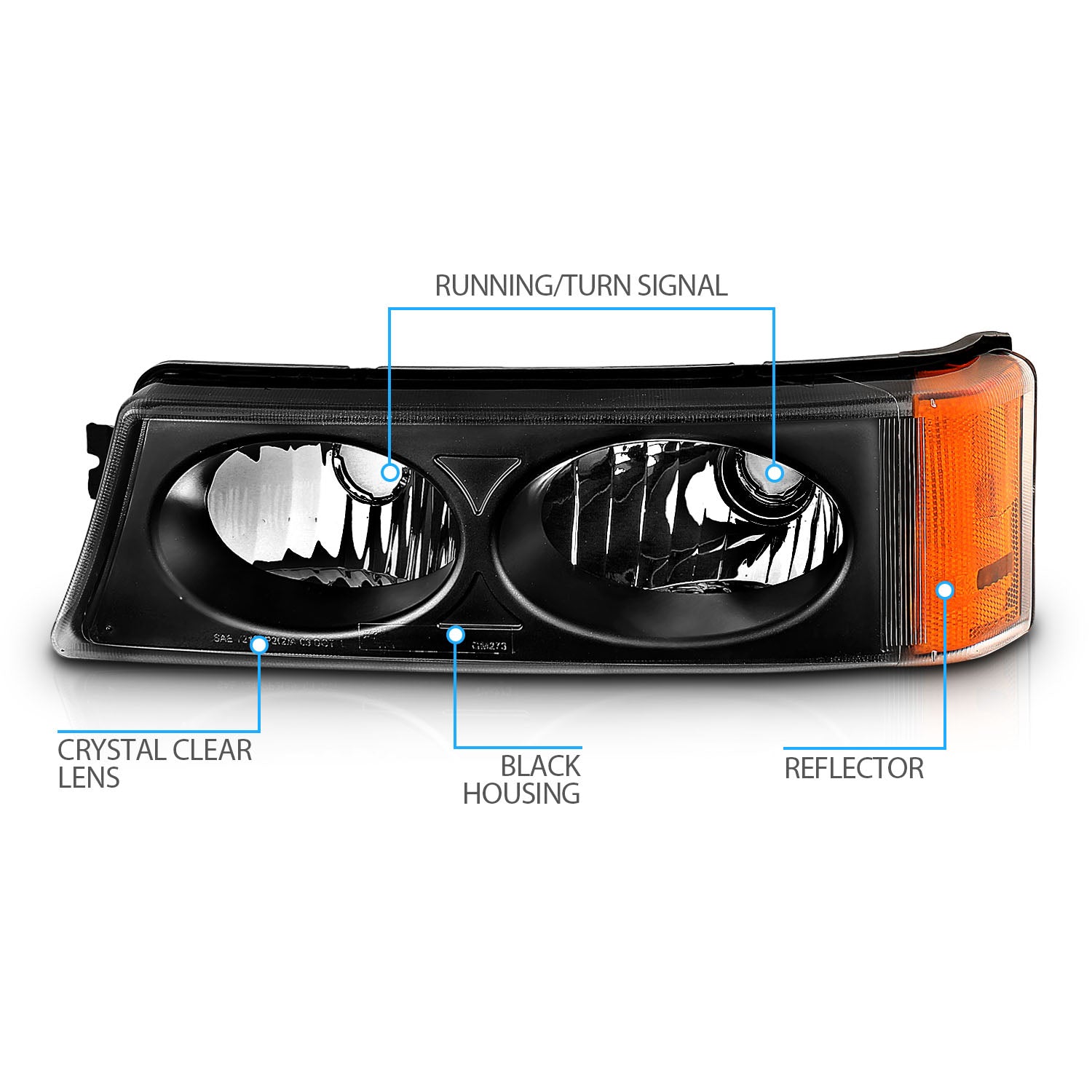 CHEVY SILVERADO 03-06 SIGNAL LIGHTS CRYSTAL BLACK AMBER