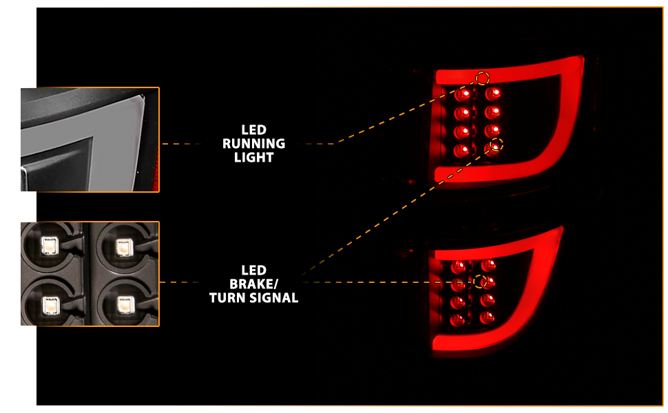 FORD F-150 09-13 LED TAIL LIGHTS G2 BLACK