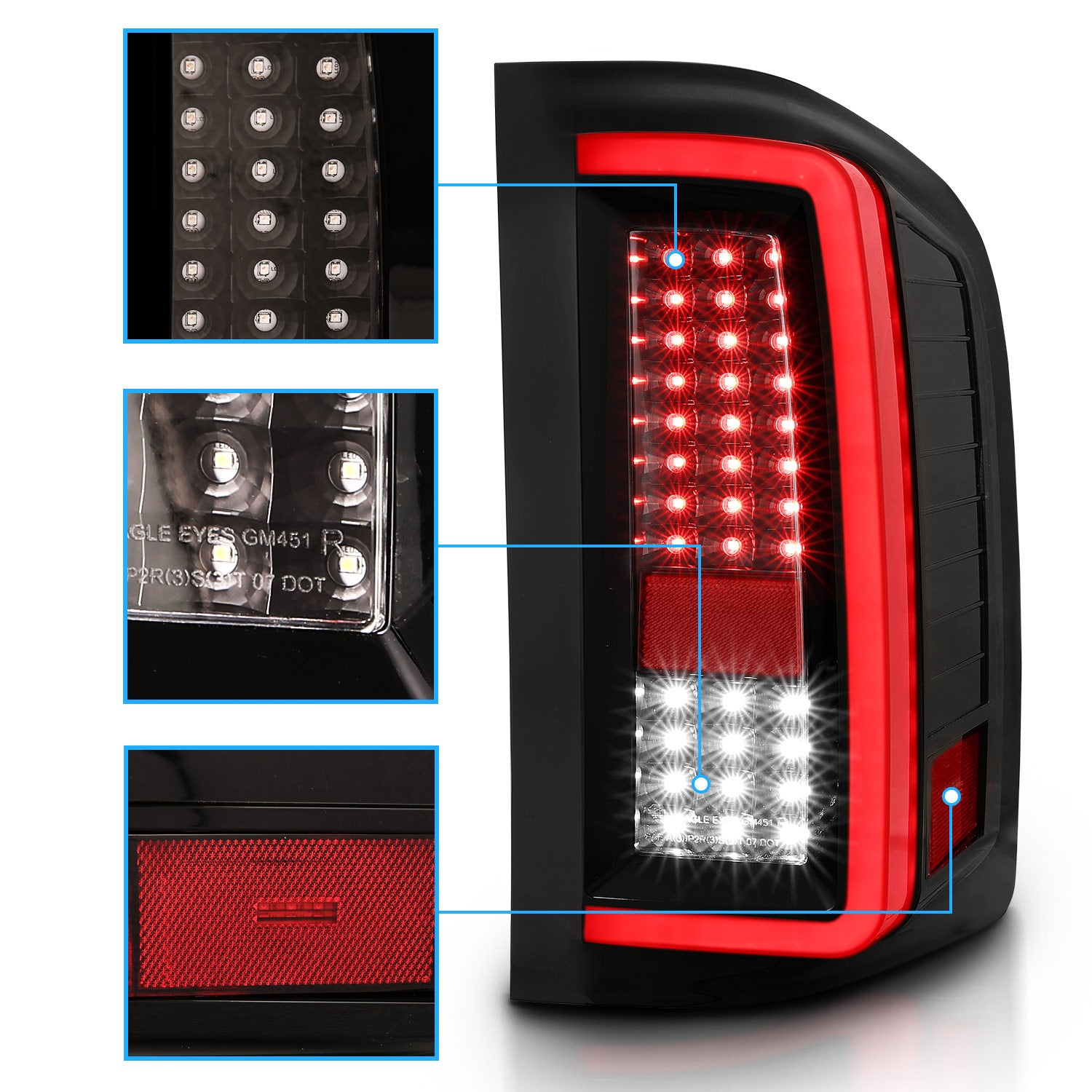 CHEVY SILVERADO 1500/2500/3500 07-10/HYBRID 09/GMC SIERRA 07-09 LED TAIL LIGHTS G2 BLACK