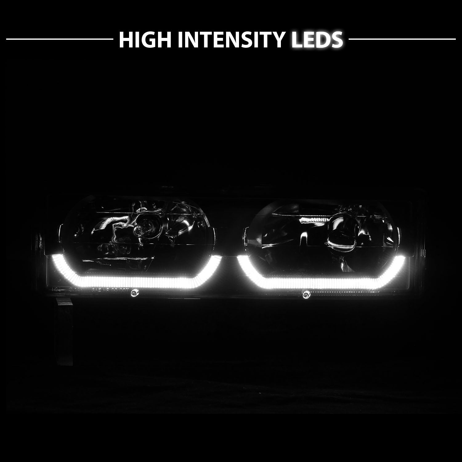 CHEVY FULLSIZE 88-98 LOW-BROW STYLE CRYSTAL HEADLIGHTS BLACK CLEAR